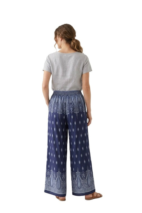 Palazzo Hose Rayon marineblau/hellblau/weiss - One Size