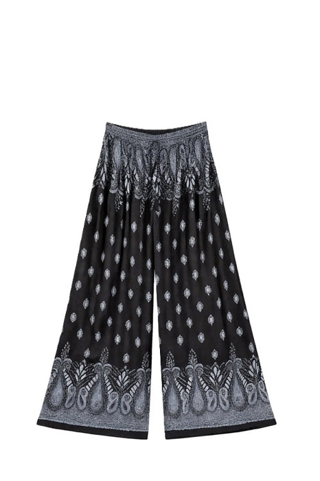 Palazzo Hose Rayon schwarz/grau gemustert - One Size
