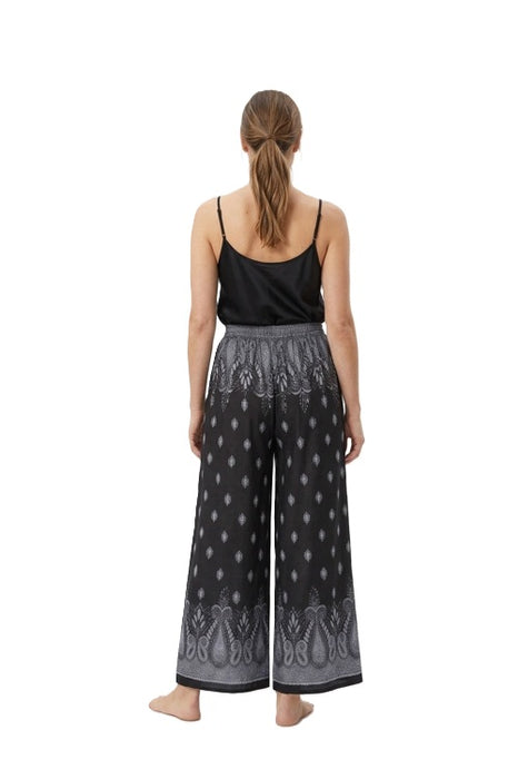 Palazzo Hose Rayon schwarz/grau gemustert - One Size