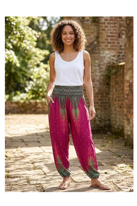 Aladinhose Rayon bordeaux/grün/multicolor - One Size