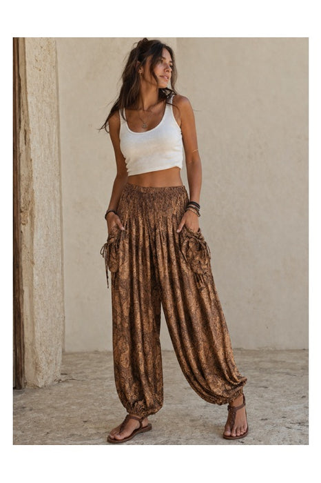 Haremshose Rayon braun/sand/multicolor - One Size