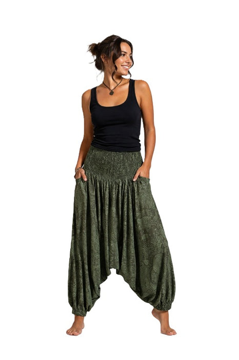 Harem Pants Rayon khaki/green/multicolor - One Size