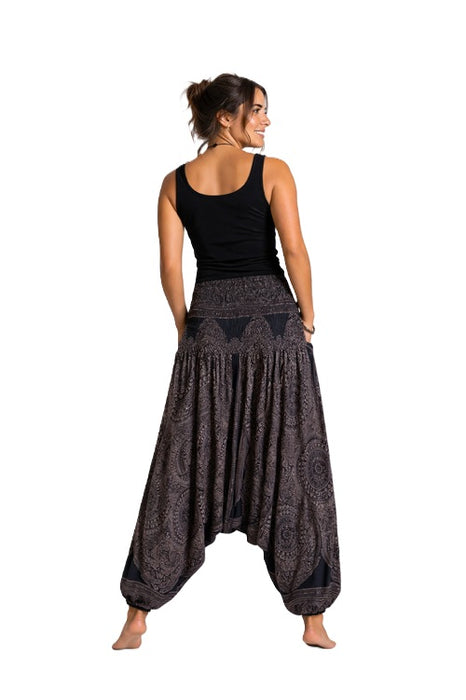 Pantalon Sarouel Rayon marron foncé/beige/multicolore - Taille Unique
