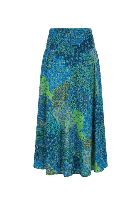 Jupe lang Rayon mit Gurt blau/türkis/gelb/multicolor - One Size