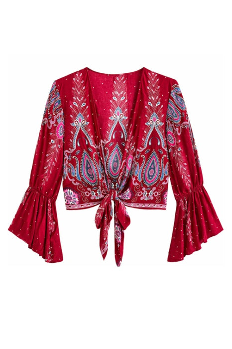 Top Bolero Rayon bordeaux/rosa/grau/multicolor - One Size