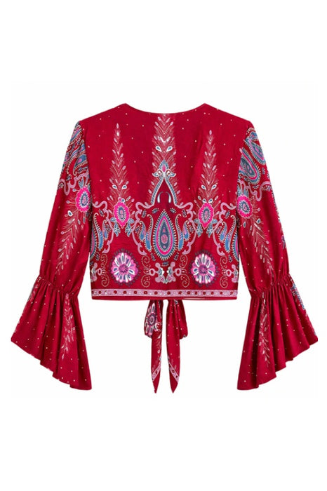 Top Bolero Rayon bordeaux/rosa/grau/multicolor - One Size