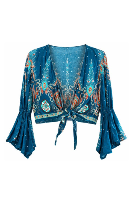 Top Bolero Rayon petrol/braun/grün/multicolor - One Size