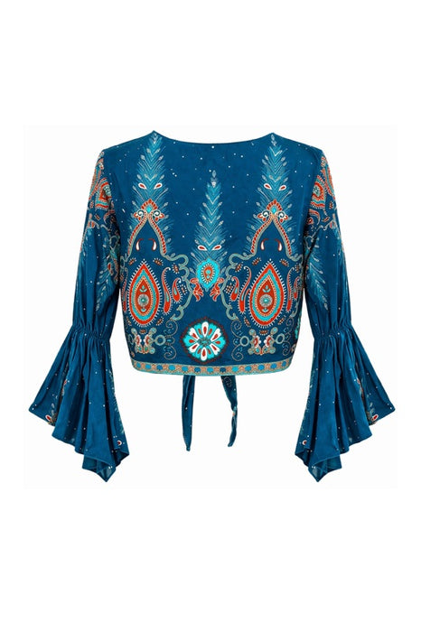 Top Bolero Rayon petrol/braun/grün/multicolor - One Size