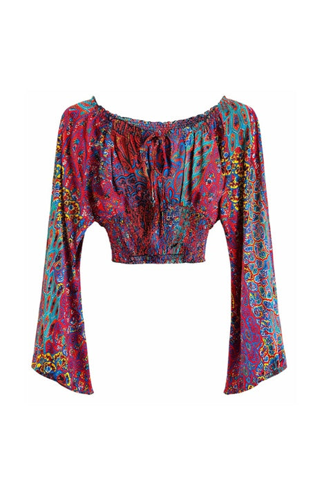 Carmen Top Rayon Red/Blue/Orange/Multicolor - One Size