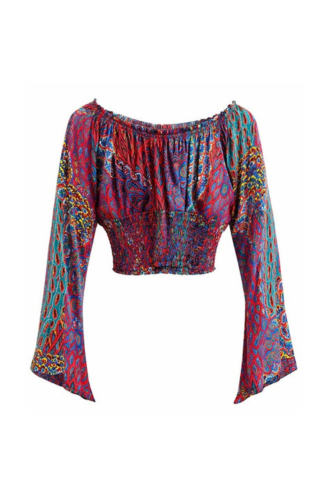 Carmen Top Rayon Red/Blue/Orange/Multicolor - One Size
