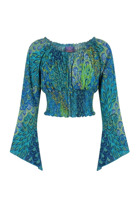 Top Carmen Rayon blue/turquoise/yellow/multicolor - One Size