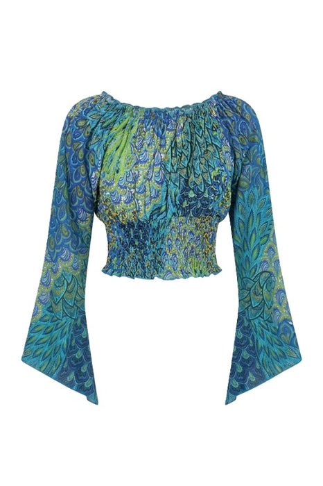 Top Carmen Rayon blue/turquoise/yellow/multicolor - One Size