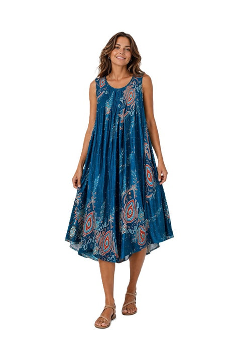 Dress Penny wide Rayon petrol/brown/green/multicolor - One Size
