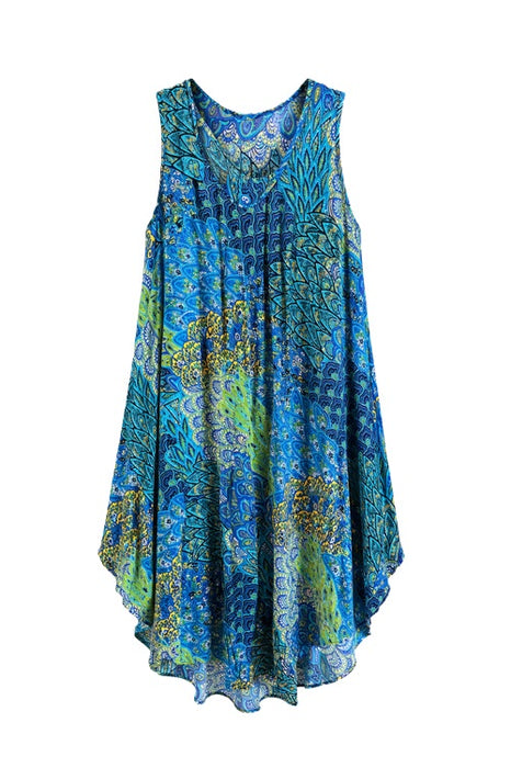 Dress Penny wide Rayon blue/turquoise/yellow/multicolor - One Size