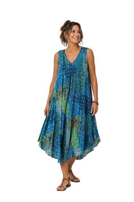 Dress Penny wide Rayon blue/turquoise/yellow/multicolor - One Size
