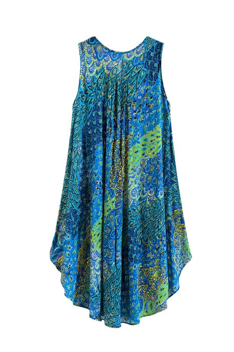 Dress Penny wide Rayon blue/turquoise/yellow/multicolor - One Size