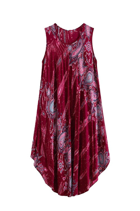 Robe ample Penny en rayonne bordeaux/rose/gris/multicolore - Taille unique