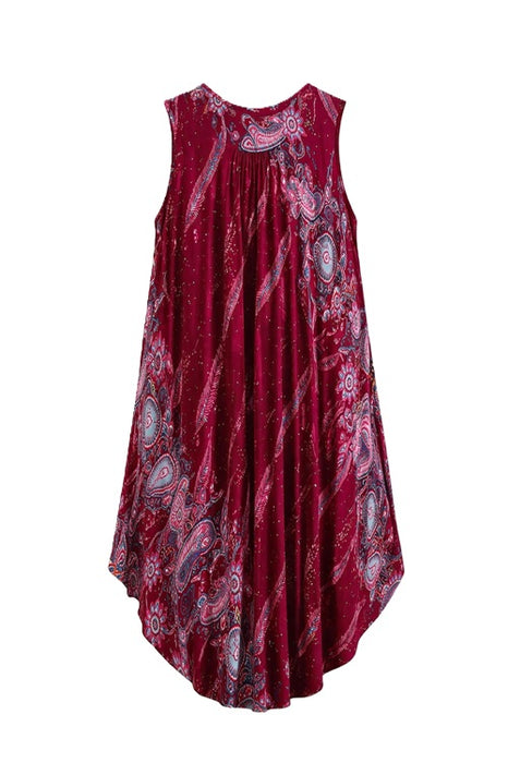 Robe ample Penny en rayonne bordeaux/rose/gris/multicolore - Taille unique