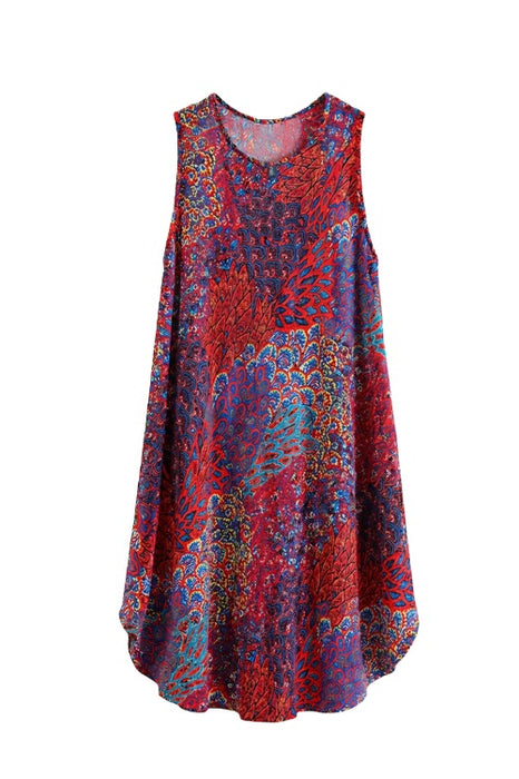 Robe évasée Penny en rayonne rouge/bleu/orange/multicolore - Taille Unique