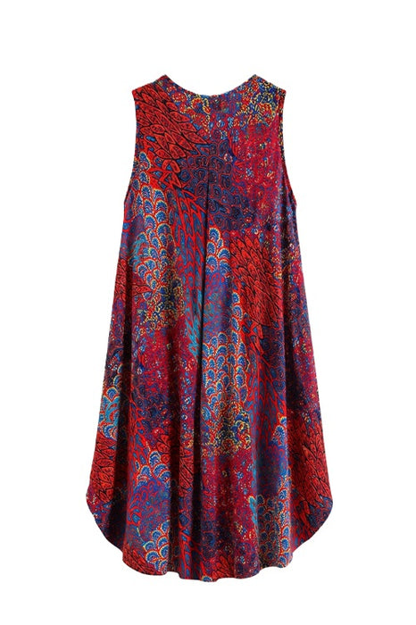 Robe évasée Penny en rayonne rouge/bleu/orange/multicolore - Taille Unique