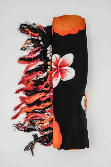 Sarong schwarz/orange/rot Blumen 110x160 cm