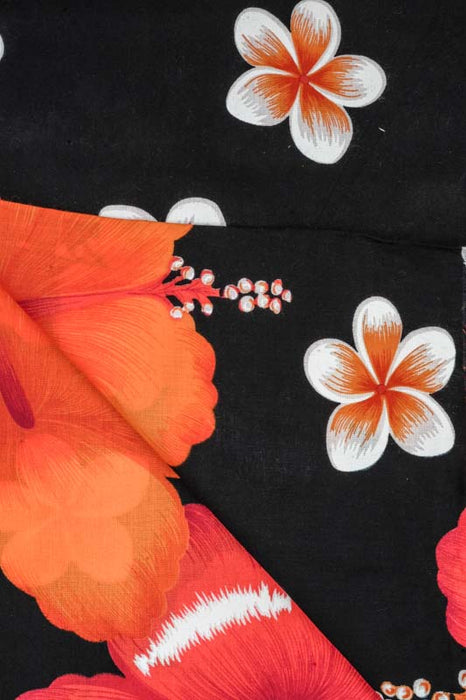 Sarong schwarz/orange/rot Blumen 110x160 cm
