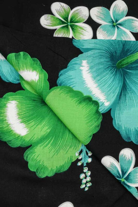 Sarong schwarz/grün/weiss Blumen 110x160 cm