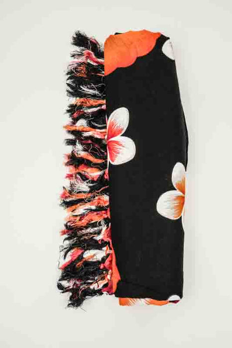 Sarong schwarz/orange/weiss Blumen 110x160 cm
