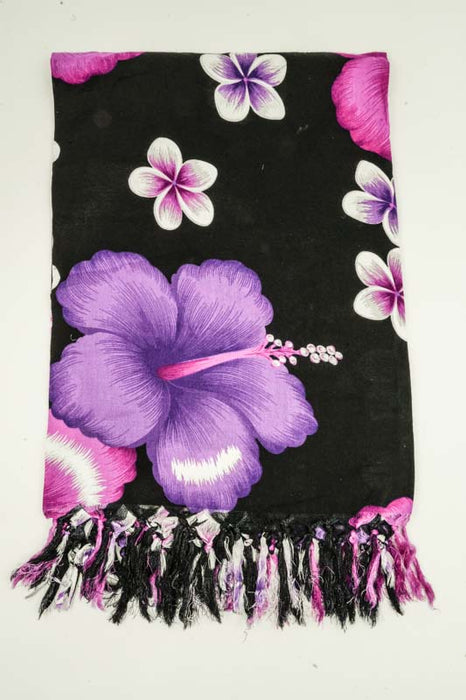 Sarong schwarz/violett/weiss Blumen 110x160 cm