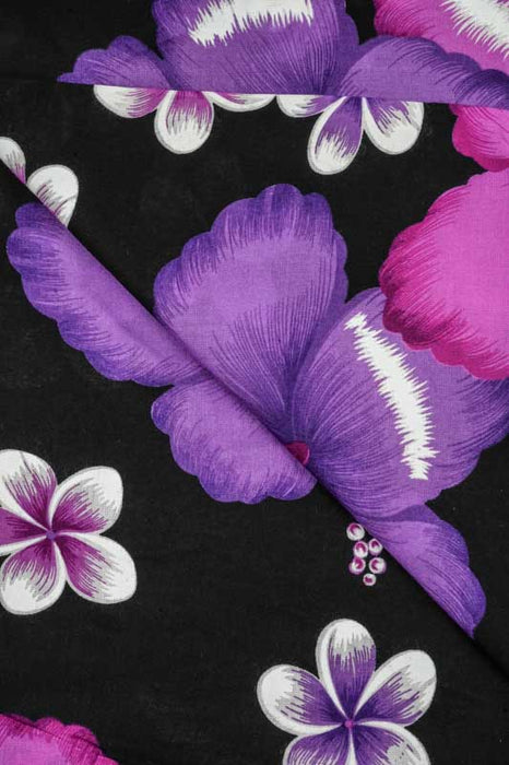 Sarong schwarz/violett/weiss Blumen 110x160 cm