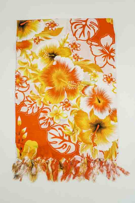 Sarong orange/gelb/weiss Blumen 110x160 cm