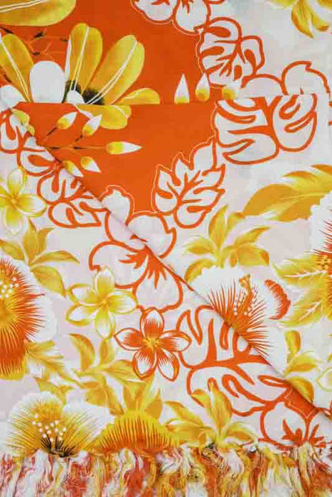 Sarong orange/gelb/weiss Blumen 110x160 cm