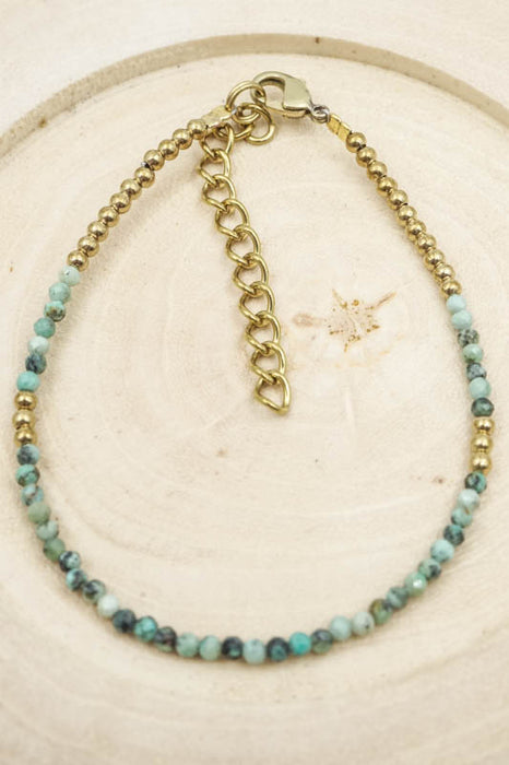 Bracelet 2mm turquoise africaine