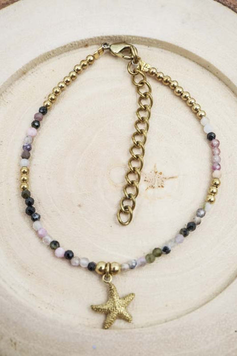 Armband 2mm Turmalin mit Seestern Anhänger