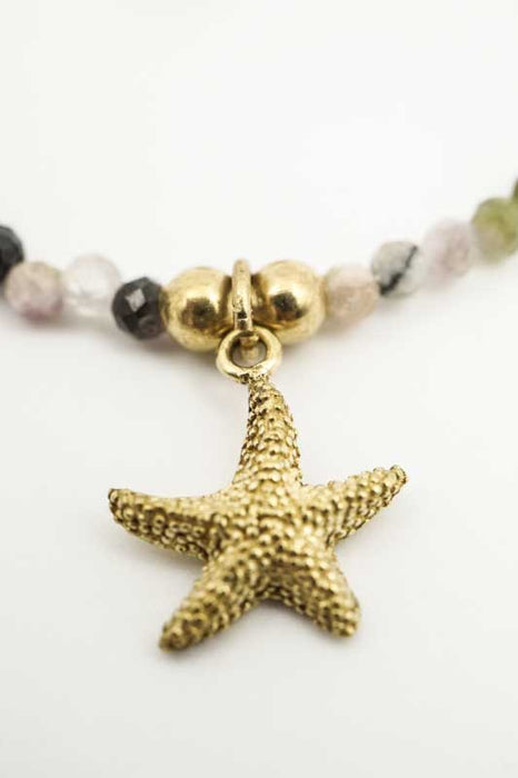 Armband 2mm Turmalin mit Seestern Anhänger