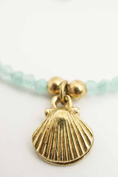 Armband 2mm Amazonit mit Muschel Anhänger