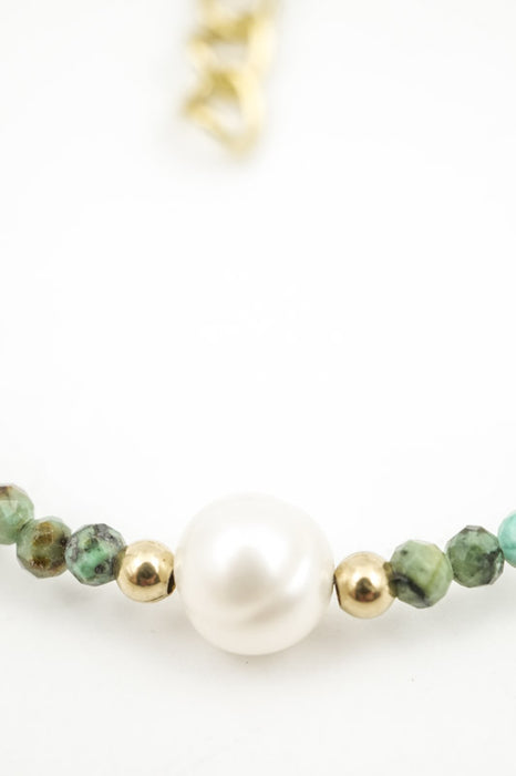 Armband 2mm afrikanischer Türkis mit Perle
