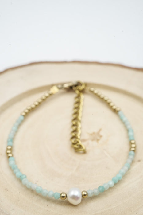 Armband 2mm Amazonit mit Perle