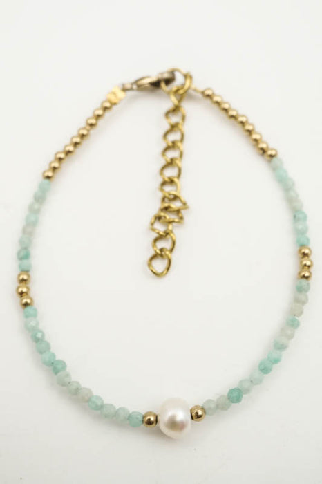 Armband 2mm Amazonit mit Perle