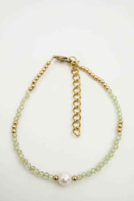 Armband 2mm Peridot mit Perle