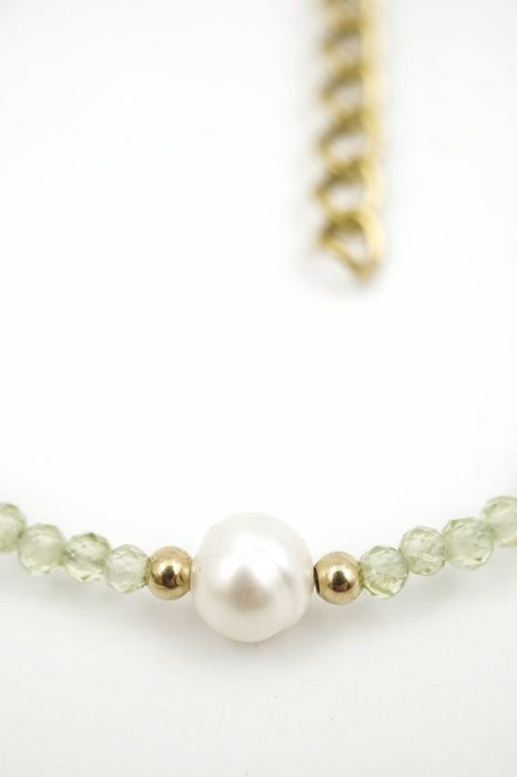 Armband 2mm Peridot mit Perle