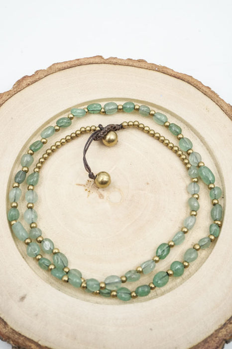 Kette Naturstein oval geschliffen grüne Jade