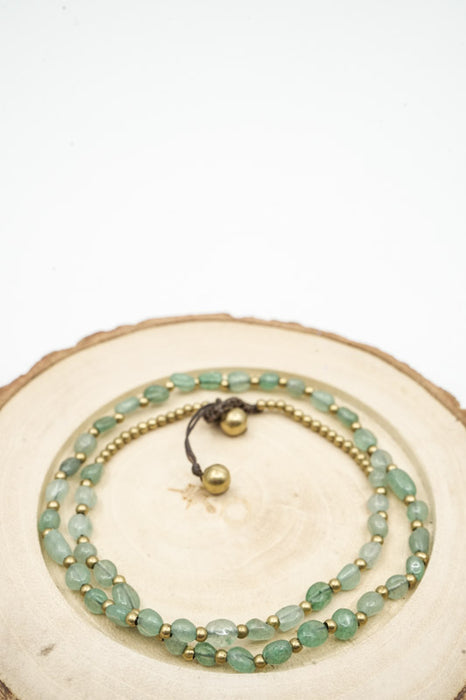 Kette Naturstein oval geschliffen grüne Jade