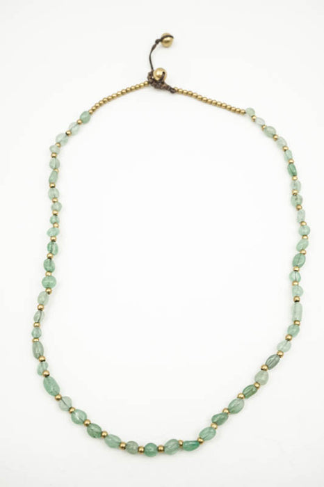 Kette Naturstein oval geschliffen grüne Jade