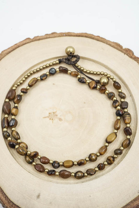 Kette Naturstein oval geschliffen Tigerauge