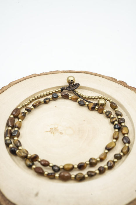 Kette Naturstein oval geschliffen Tigerauge
