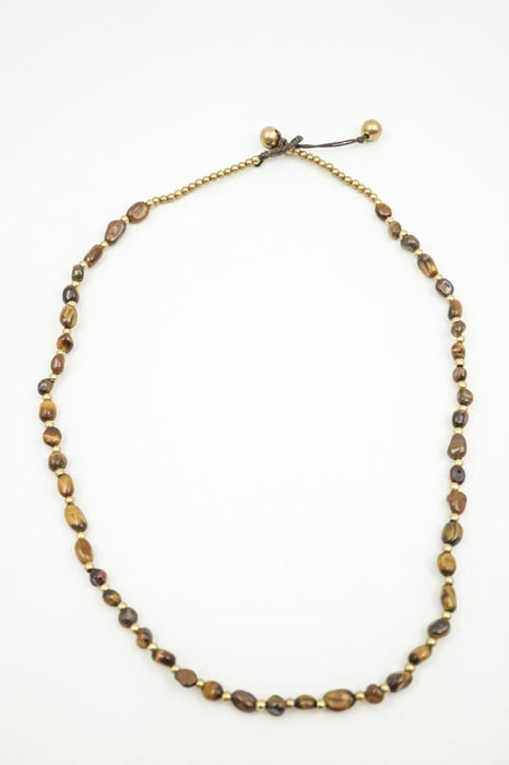 Kette Naturstein oval geschliffen Tigerauge