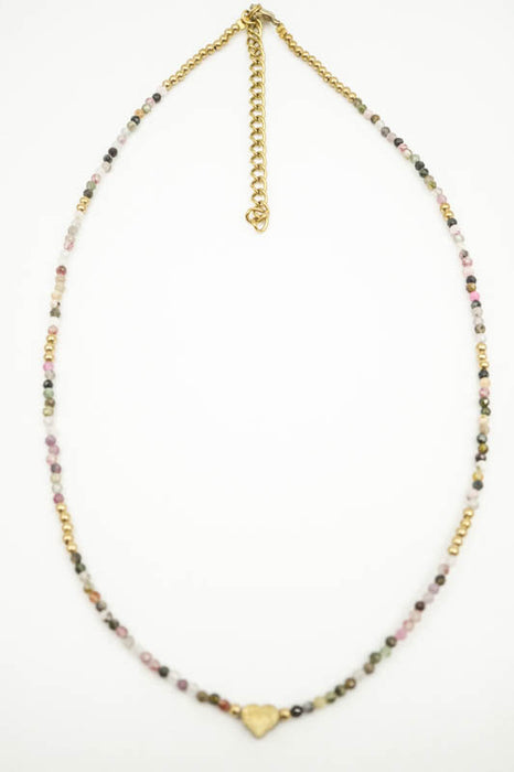 Kette 2mm Turmalin mit Herz