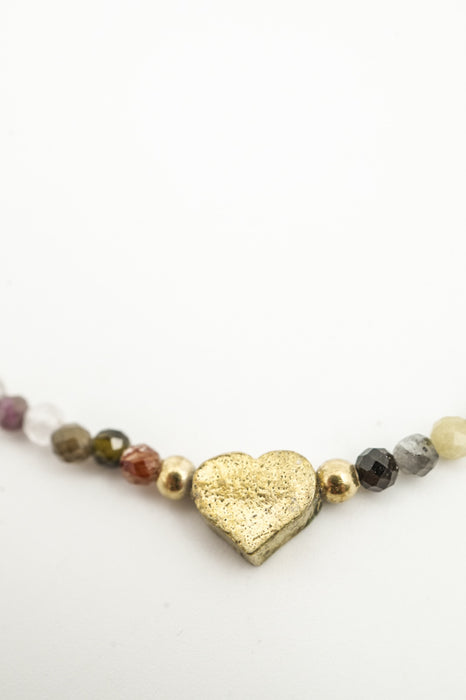 Kette 2mm Turmalin mit Herz