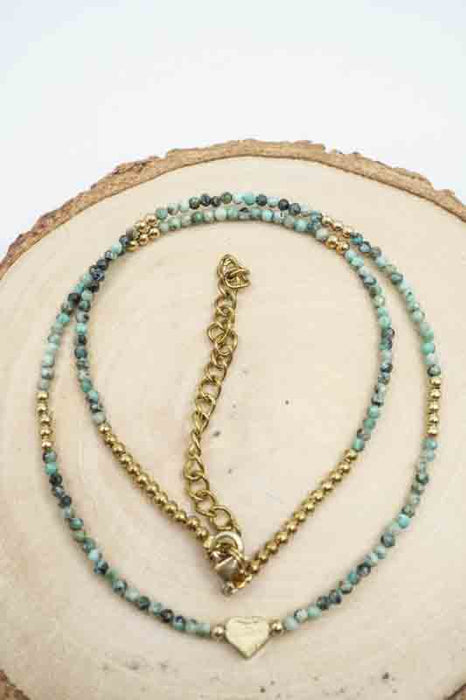Kette 2mm afrikanischer Türkis mit Herz